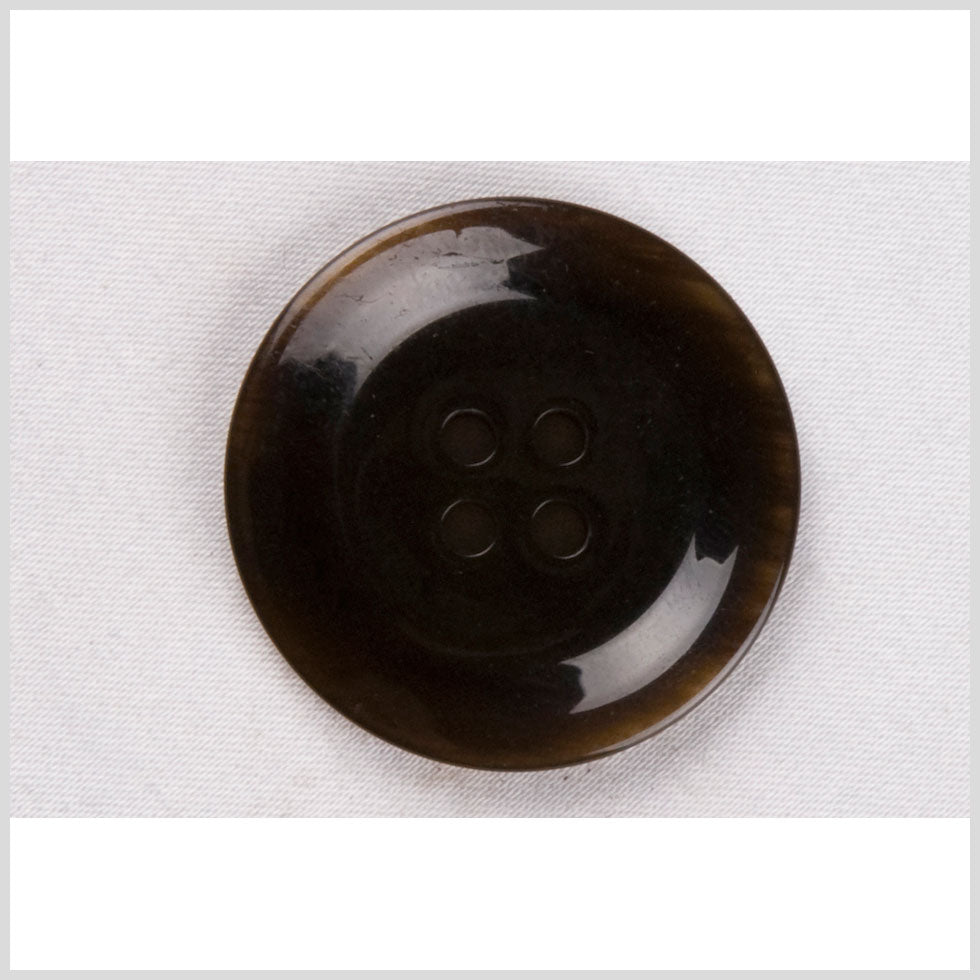 Plastic 4-Hole Button - 44L/28mm - Coffee Brown Subtle Swirls and Raised Center