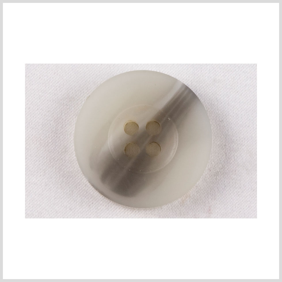 Plastic 4-Hole Button - 20L/12.5mm - Off White and Gray Brown Streaked Wide Rim