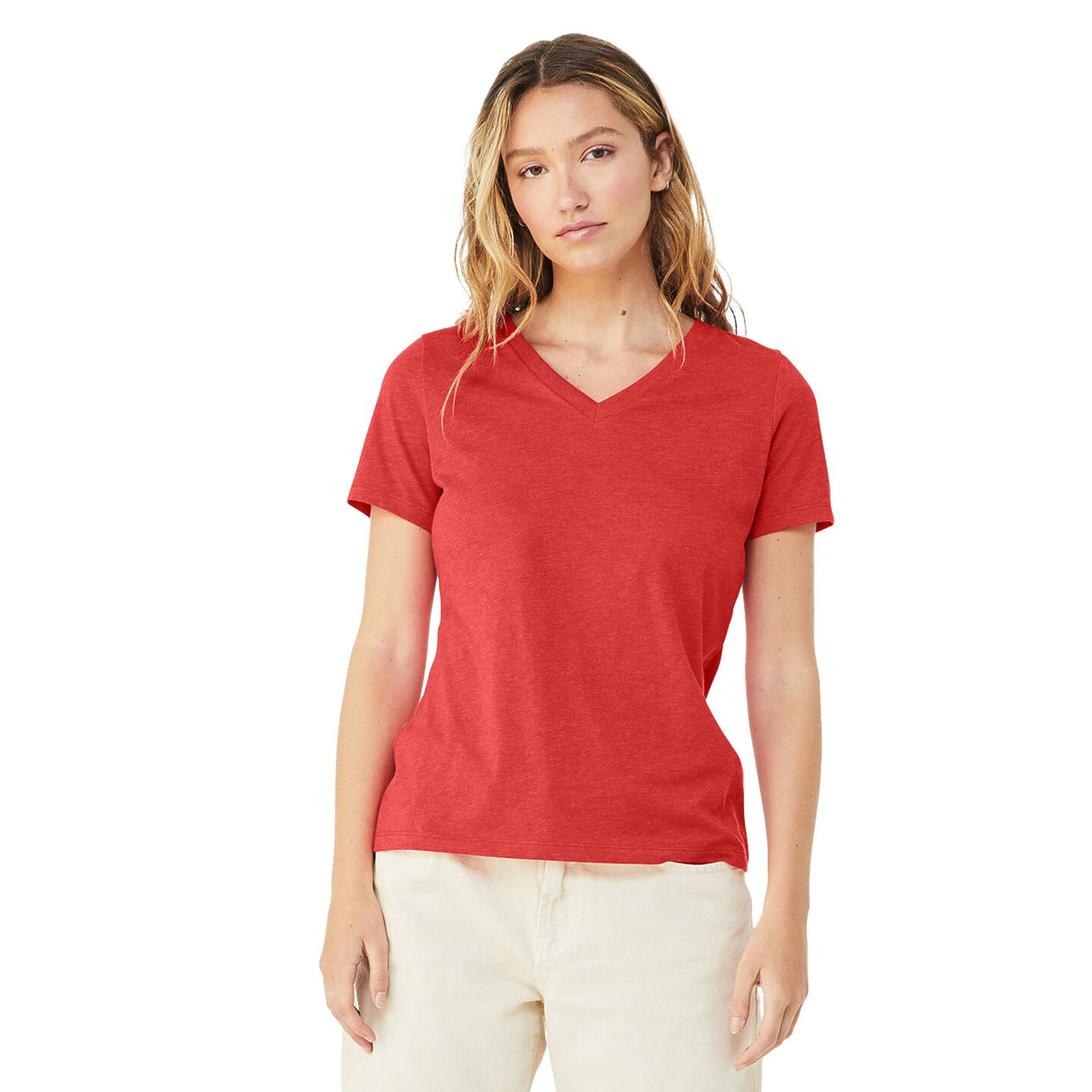 BELLA + CANVAS® Women's Relaxed Heather CVC V Neck Short Sleeve T-Shirt - 6405CVC