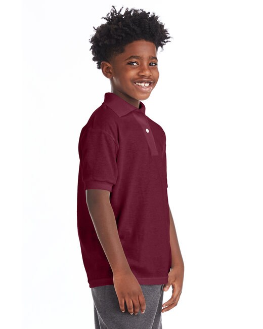Hanes® Youth EcoSmart Jersey Knit Short Sleeve Collared Polo