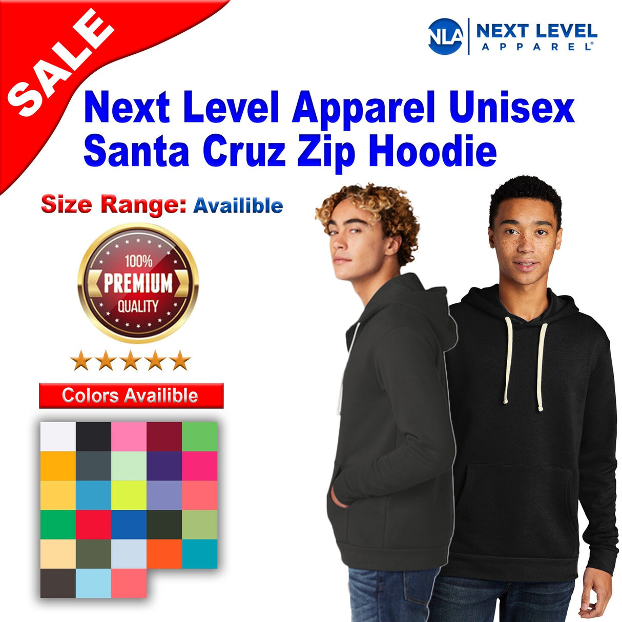 Next Level® Unisex Santa Cruz Zip Long Sleeve Hoodie