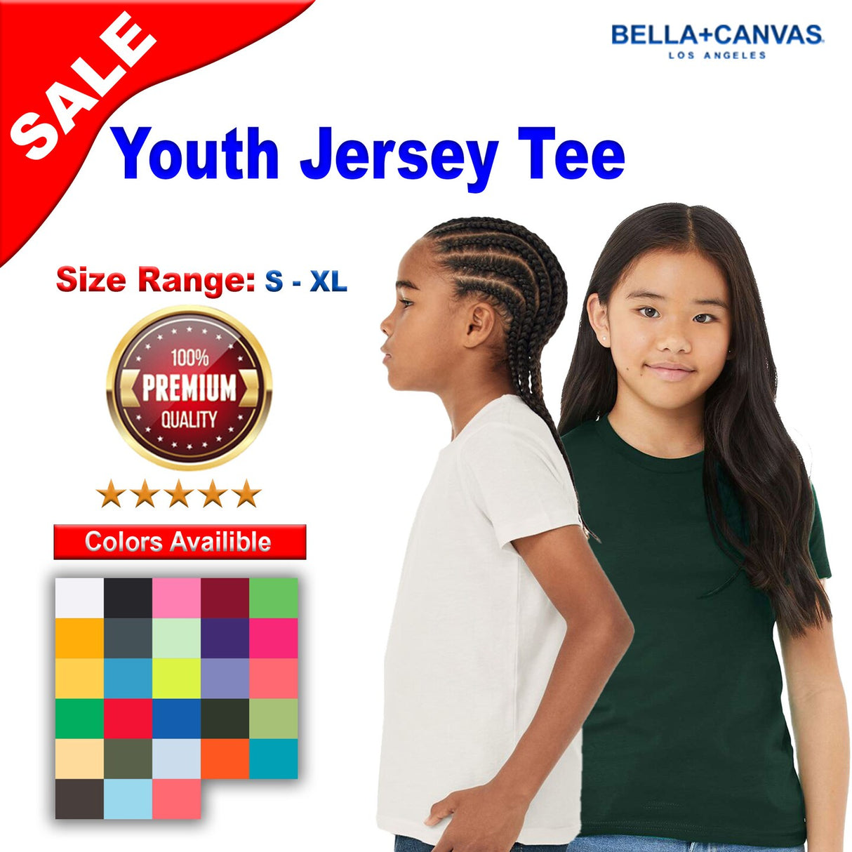 BELLA + CANVAS® Youth Short Sleeve Crewneck Jersey T-Shirt