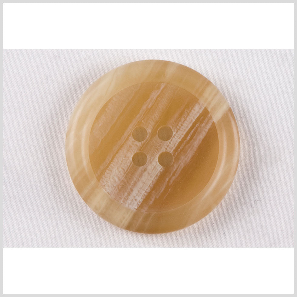 Plastic 4-Hole Button - 40L/25.5mm - Golden Tan and White Striations