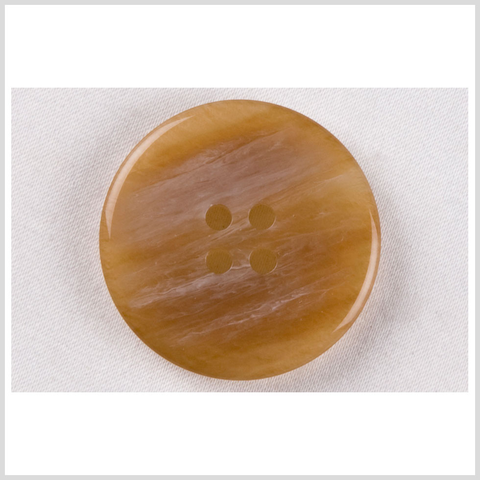 Plastic 4-Hole Button - 44L/28mm - Toffee Beige and White Streaks