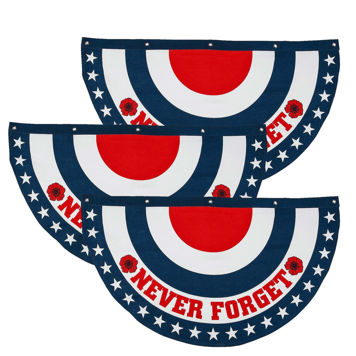 38 1/2" x 21" Patriotic Memorial Day Never Forget Poppies Cotton Bunting