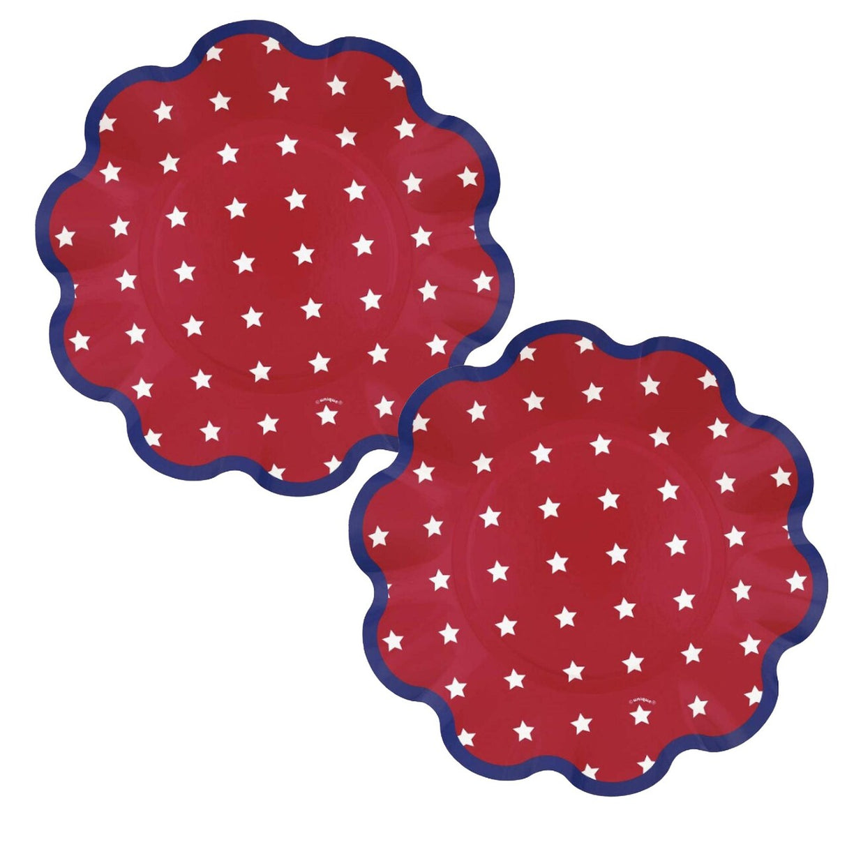 Peppy Patriotic Ruffled Edge Shaped Dessert Plate 8ct