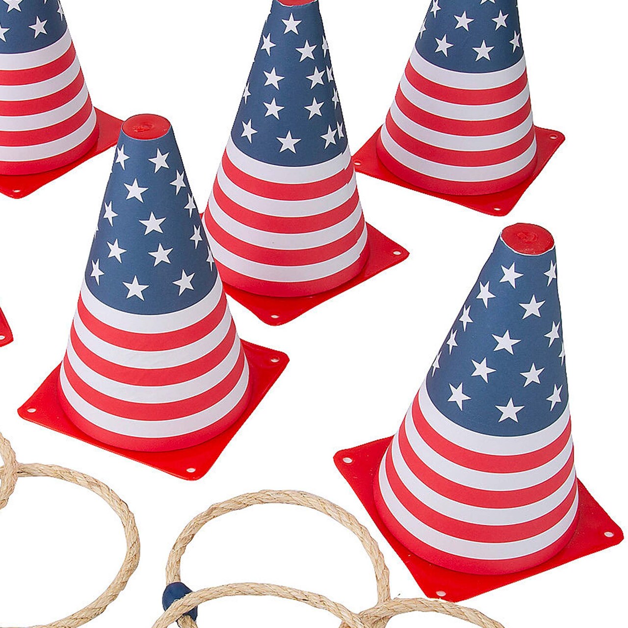 5 1/4" x 8" Patriotic USA Flag Cone Ring Toss Game - 12 Pieces