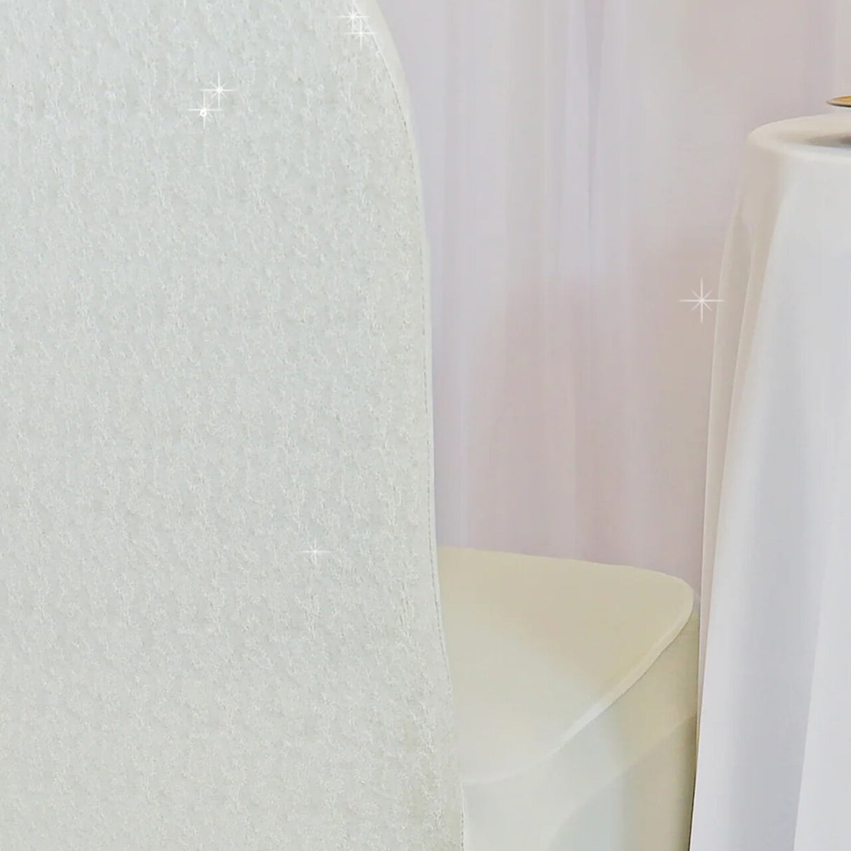 1 Piece Ivory Sequin Spandex Chair Cover Stretch Fit for Banquet Seating