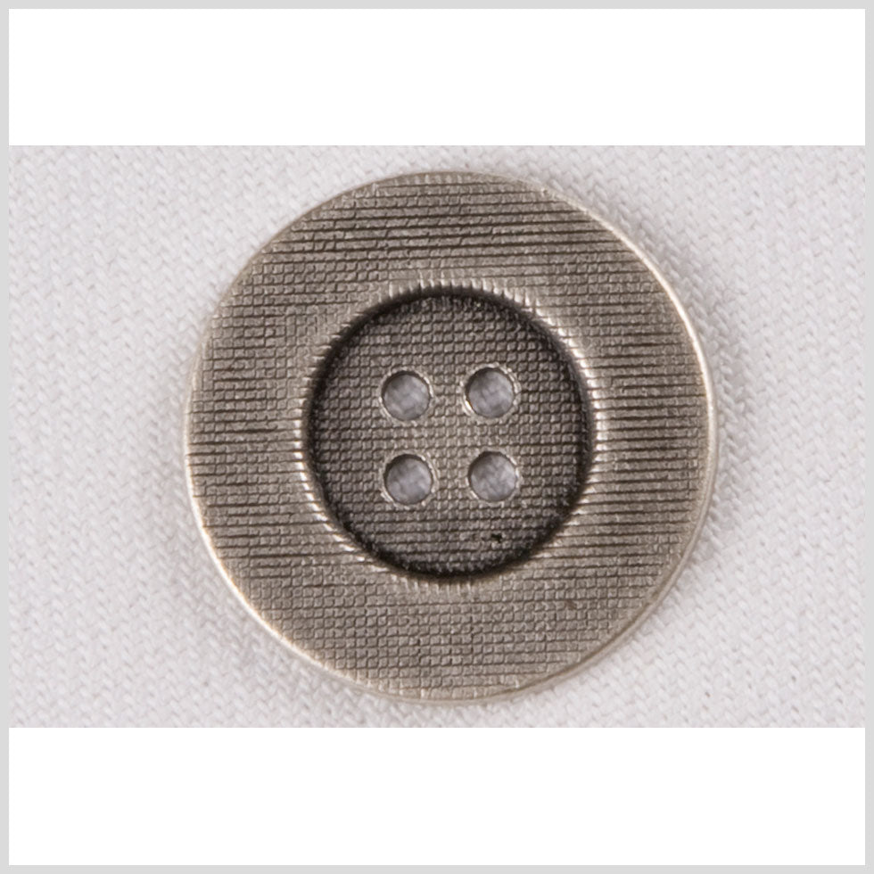 Silver Metal Coat Button with Grided Texture - 40L/25.5mm