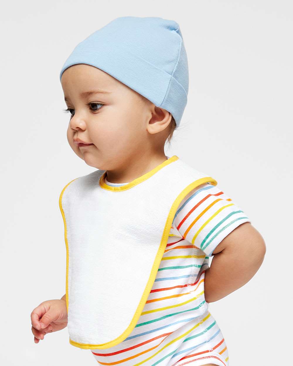 RADYAN® Contrast Trim Terry Bibs for Infants - 1003