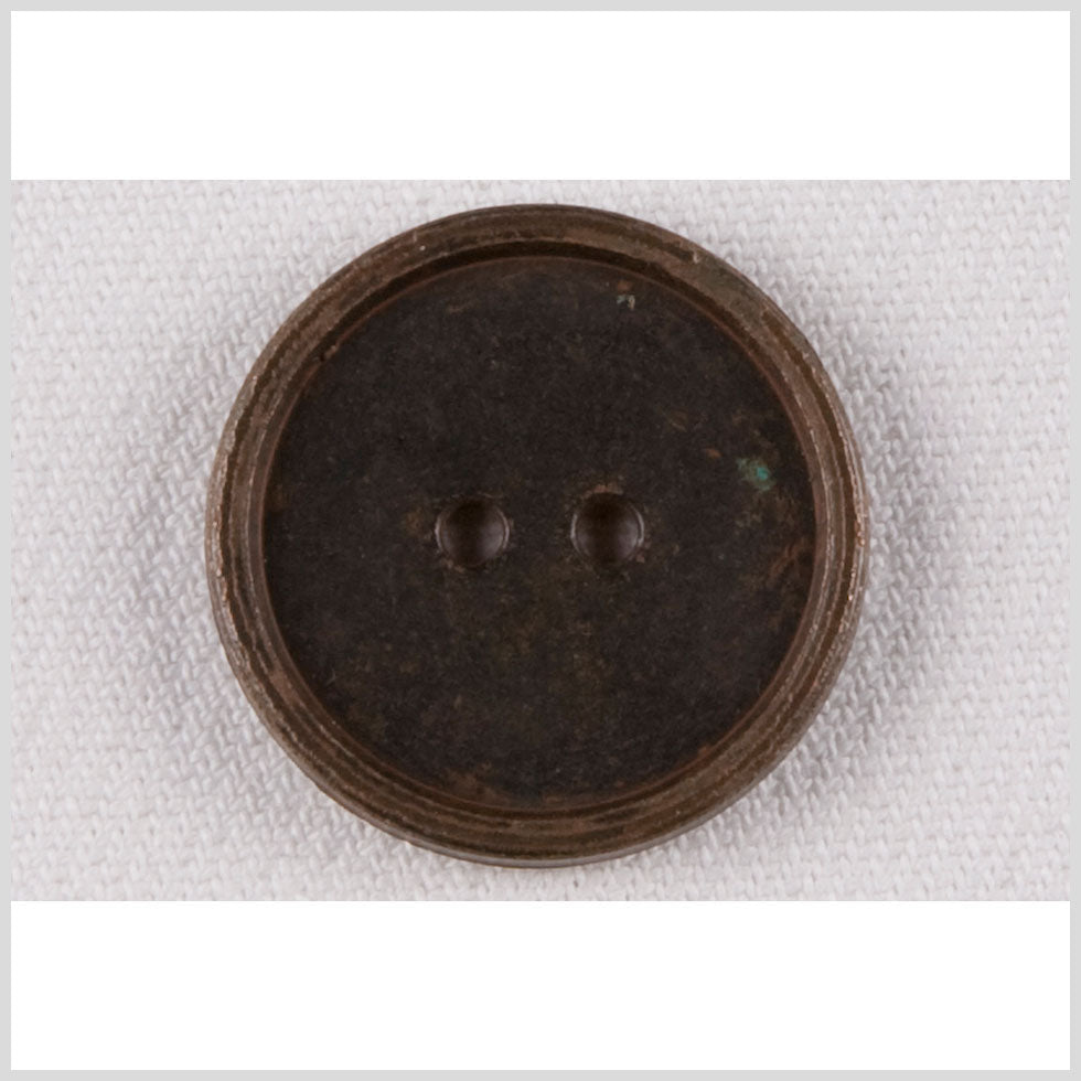 Metal 2-Hole Button - 36L/23mm - Antique Brass Ribbed Rim