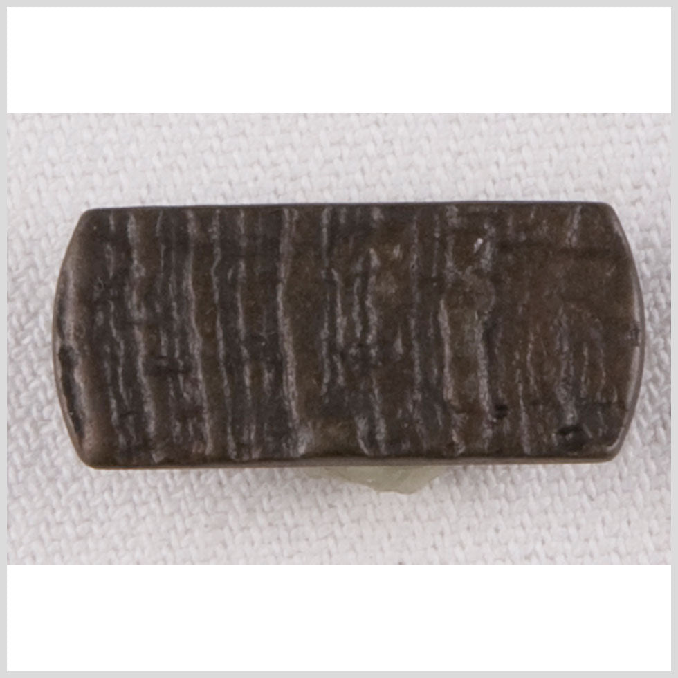 Long Rectangle Metal Shank Back Button - 40L/25.5mm - Dark Brass Engraved Ridges