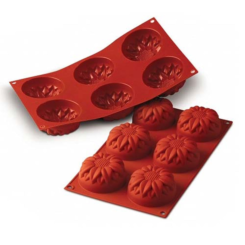 Silikomart Silicone Bakeware Sunflower Shape Mold 3.89 Oz, 2.99" Dia x 1.57" High 6 Cavities