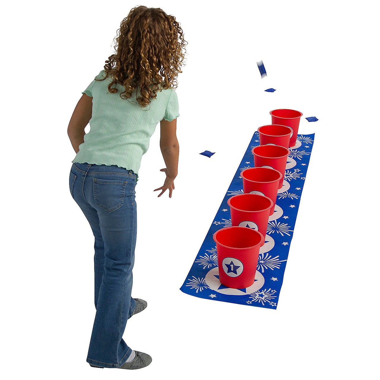 6 Ft. 9" x 15 1/2" Patriotic Bucket & Bean Bag Toss Game Set 13 Pieces