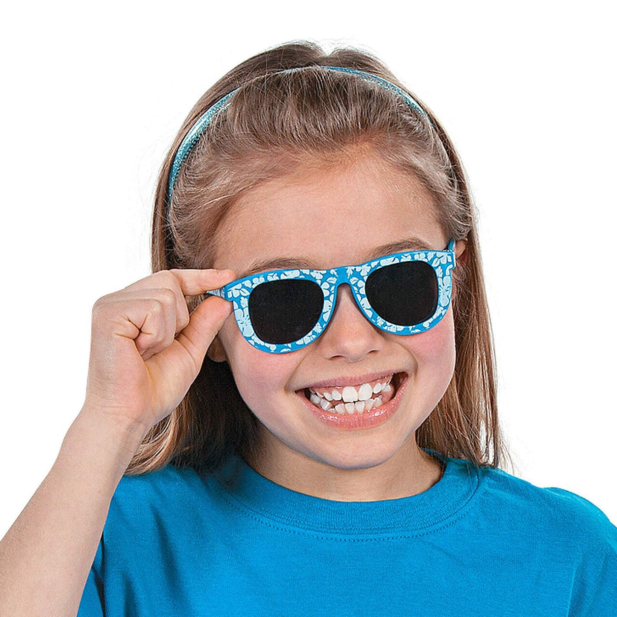 4 3/4" x 4 3/4" Kids Hibiscus Patterned Plastic Sunglasses - 12 Pc.