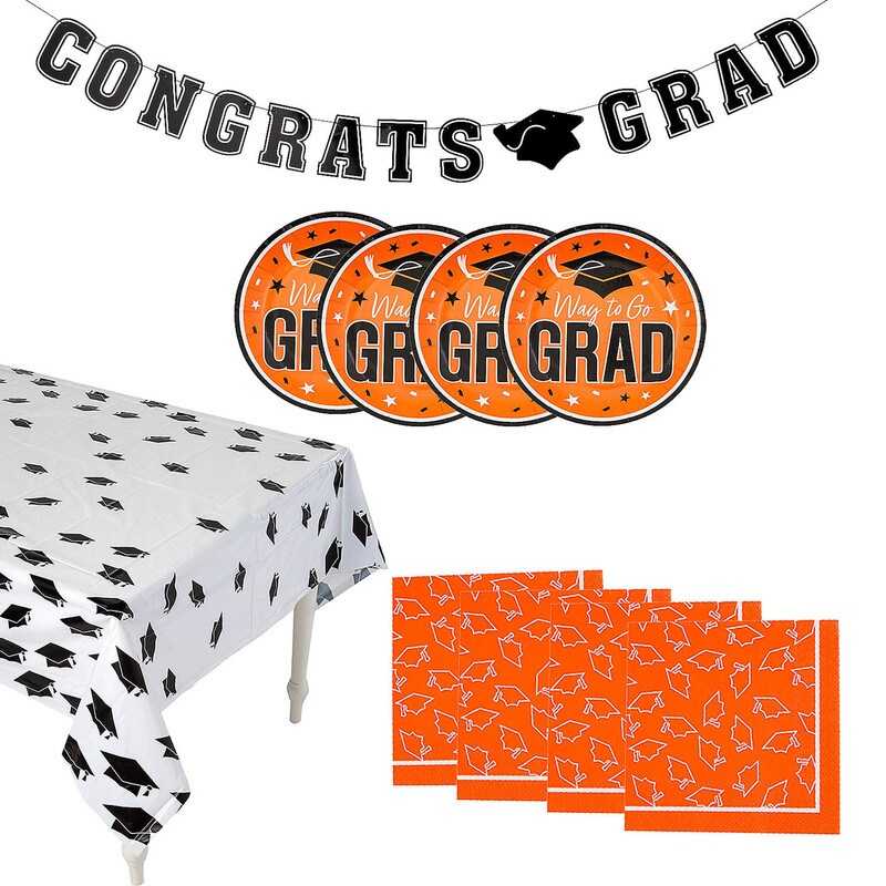 102 Pieces Graduation Party Solid Color Dessert Disposable Tableware Kit for 50 Guests