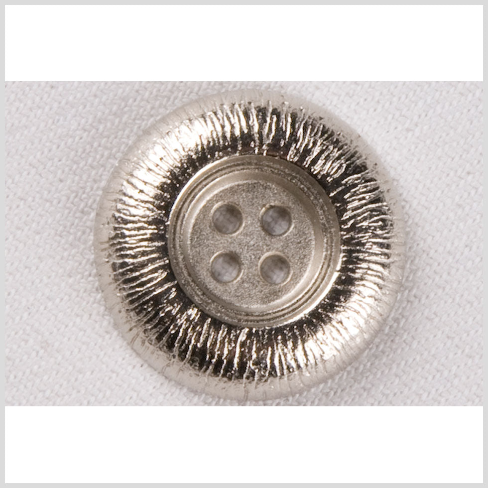 Silver Etched Gumdrop 4-Hole Metal Coat Button - 36L/23mm