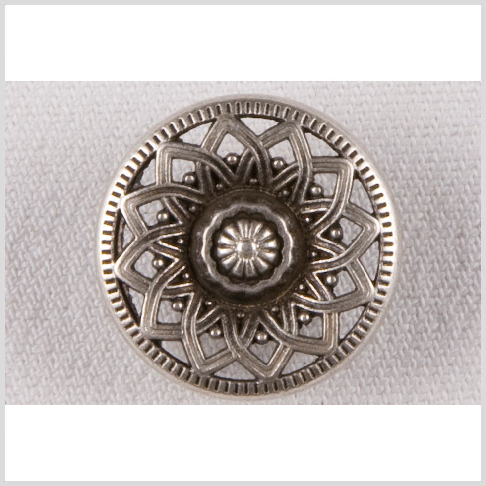 Silver Decorative Metal Flower Shank-Back Coat Button - 36L/23mm