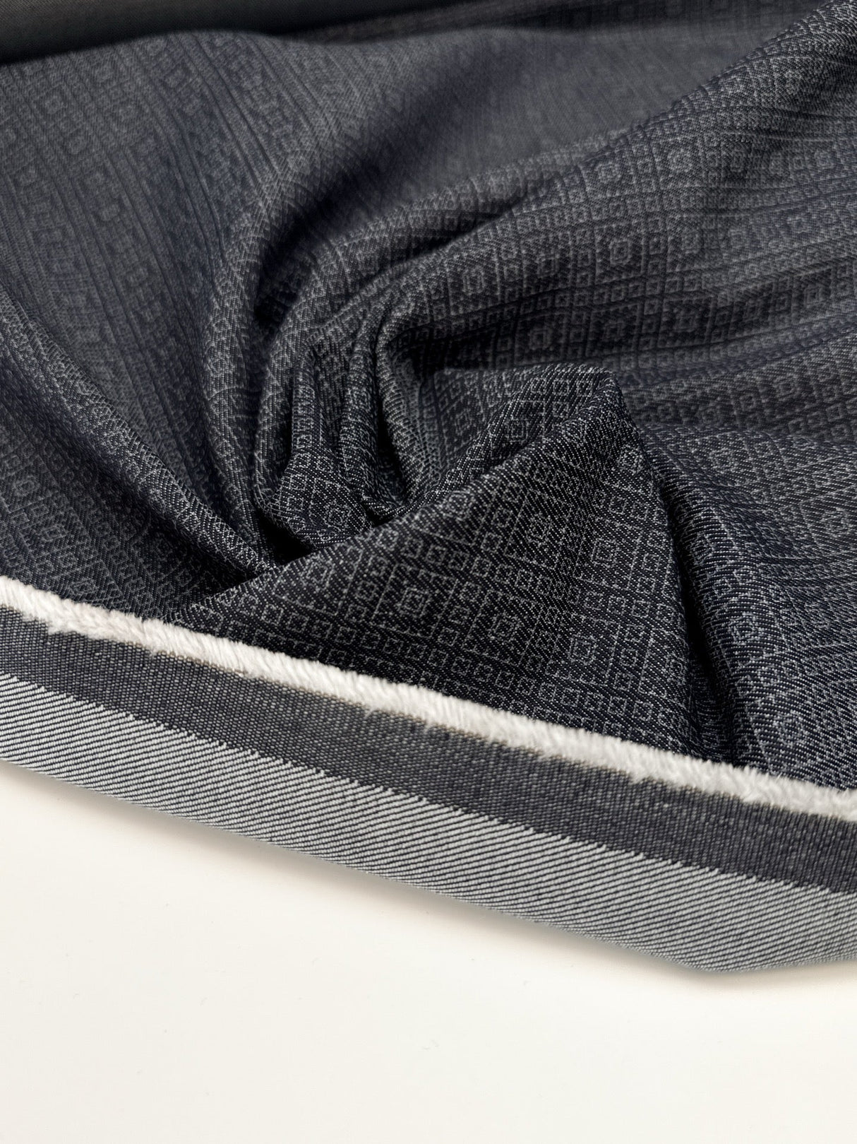Cotton Denim Geometric Blue