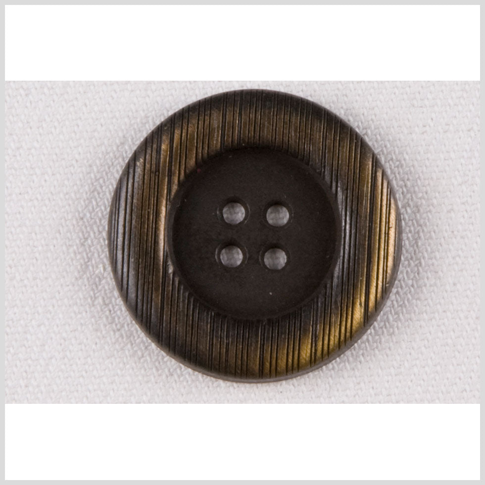 Metal 4-Hole Button - 28L/18mm - Brass Rolled Rim with Engraved Lines