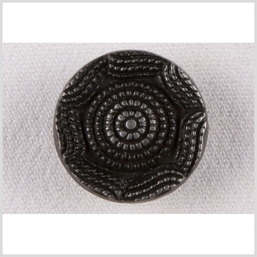 Metal Shank Back Button - 24L/15mm - Gunmetal Rope Rings and Waves