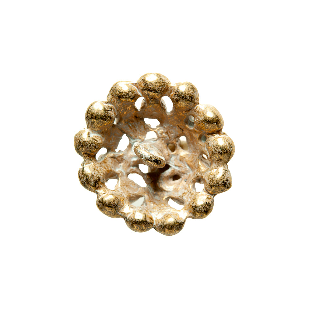 Gold/Green Rhinestoned Metal Shank Back Button - 36L/23mm