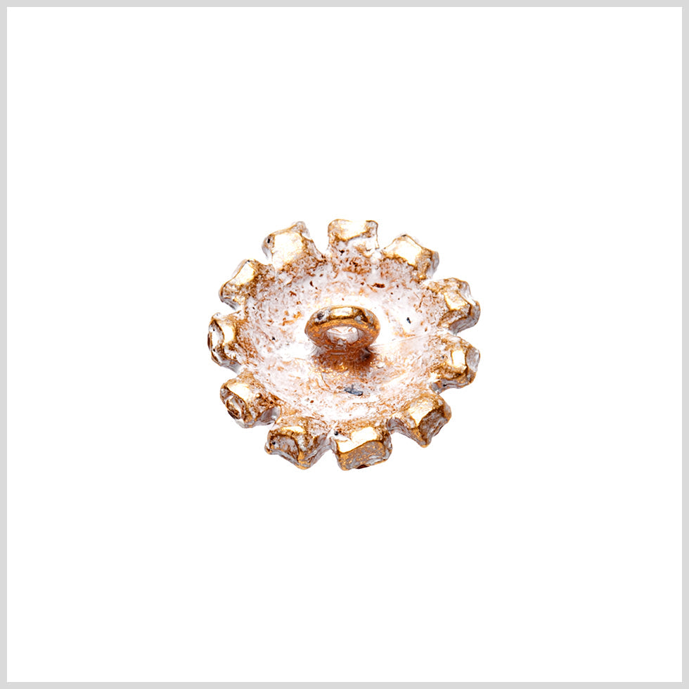 Gold/Peach Rhinestoned Metal Shank Back Button - 22L/14mm