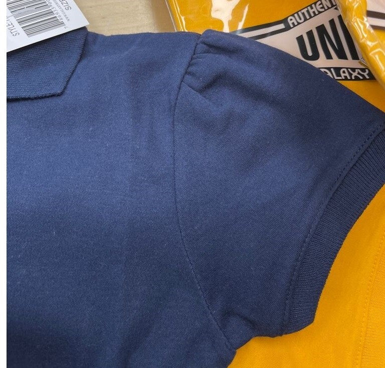 Girls Short Sleeve Navy Jersey Knit Polo T-shirt | RADYAN®