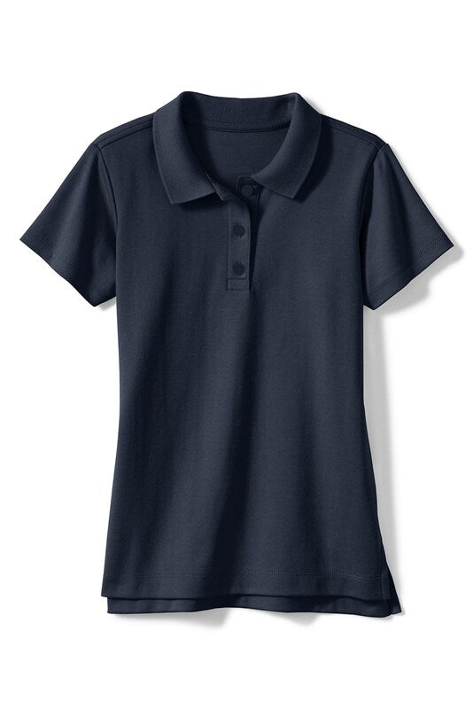 Girls Short Sleeve Navy Jersey Knit Polo T-shirt | RADYAN®