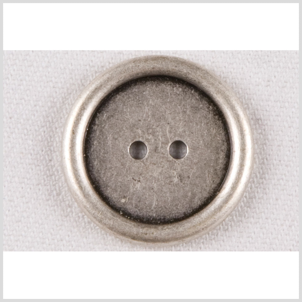 Silver 2-Hole Metal Coat Button with Rounded Rim - 32L/20mm