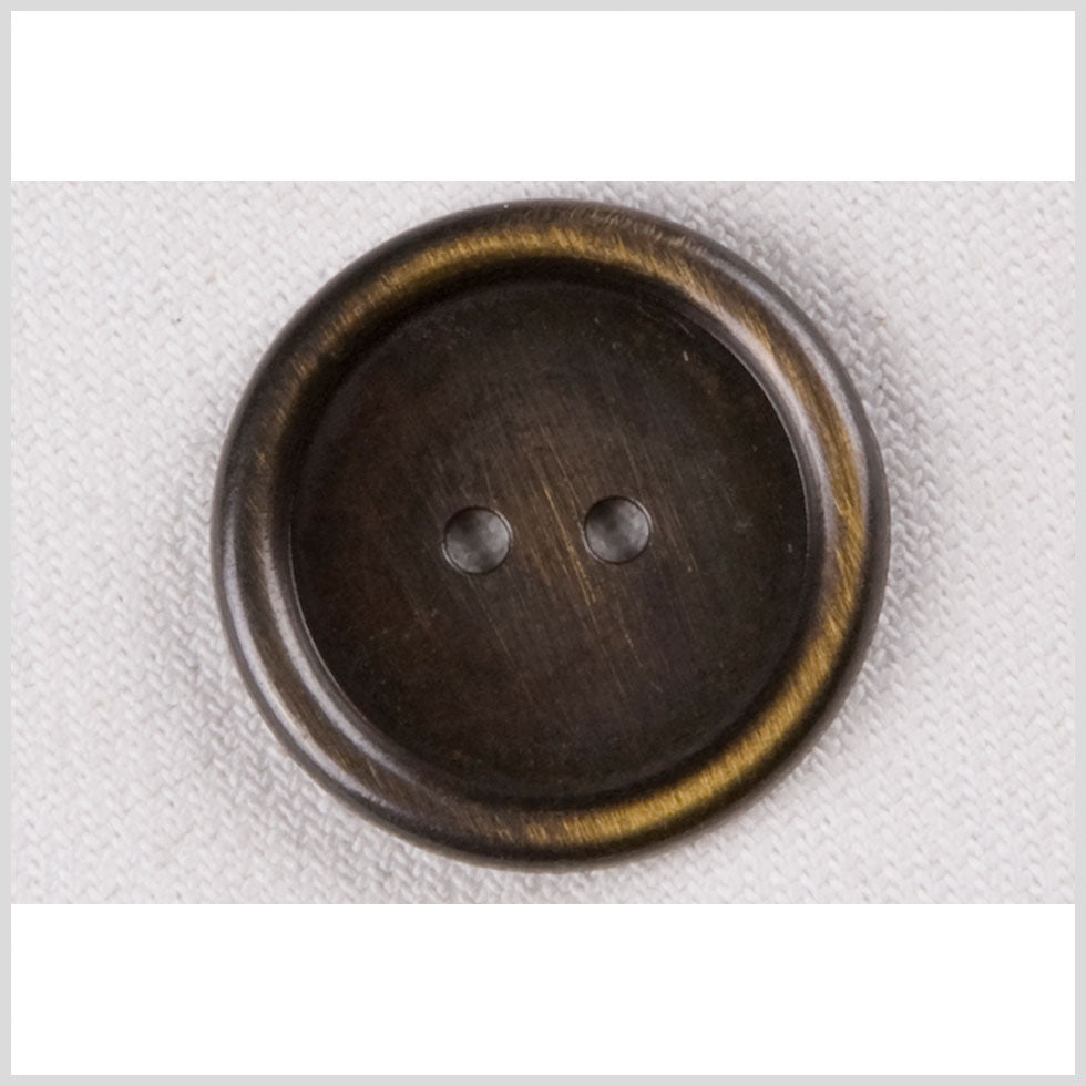 Metal 2-Hole Button - 36L/23mm - Antiqued Brass Rolled Rim