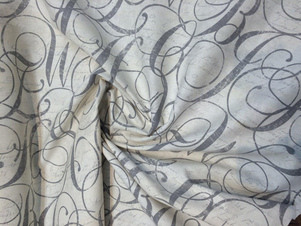 Home Essentials Cotton Fabric - Calligraphy Nickel, 45" Width (1 Yard)