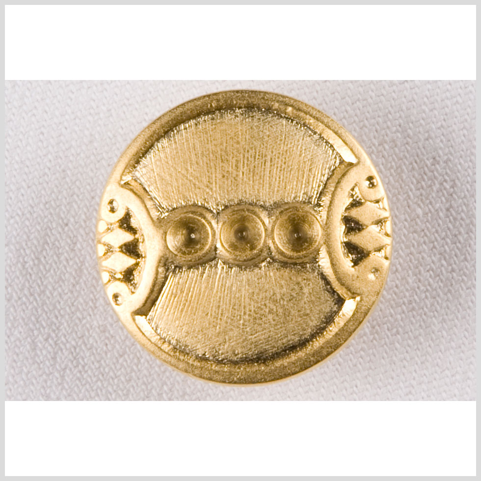Metal Shank Back Button - 36L/23mm - Bright Gold Circles and Diamonds