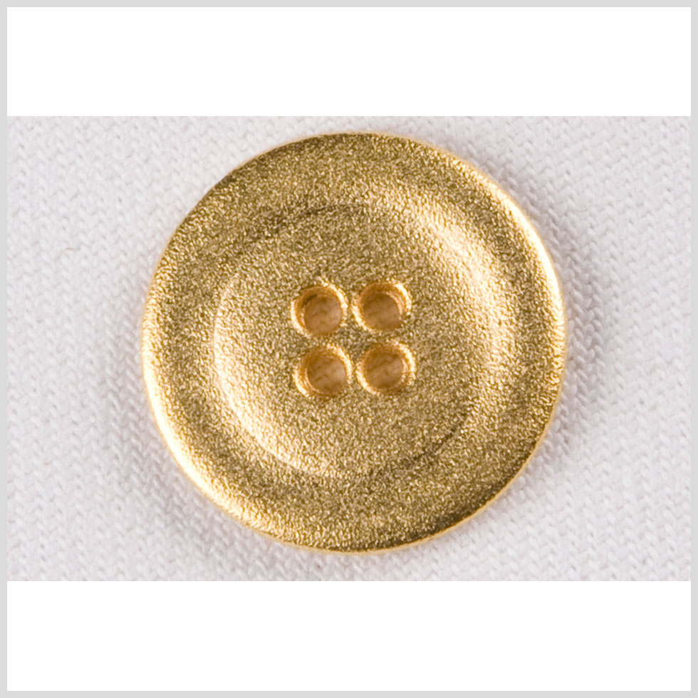 Metal 4-Hole Button - 36L/23mm - Bright Gold Grainy Textured Rolled Rim