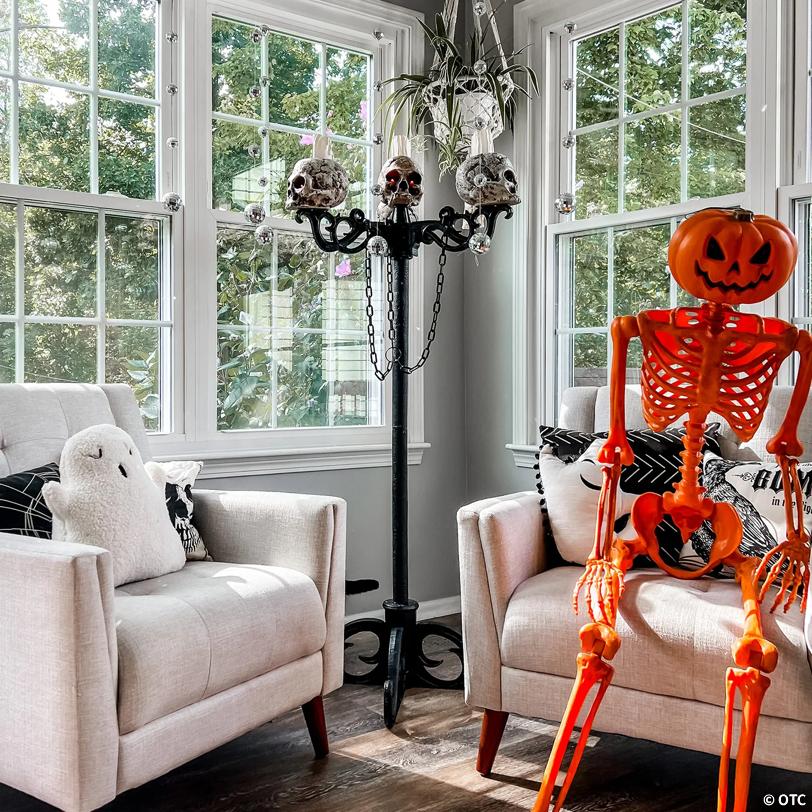 14 1/2" - 5 Ft. Light-Up 3-In-1 Skull Candelabra Plastic Halloween Decoration