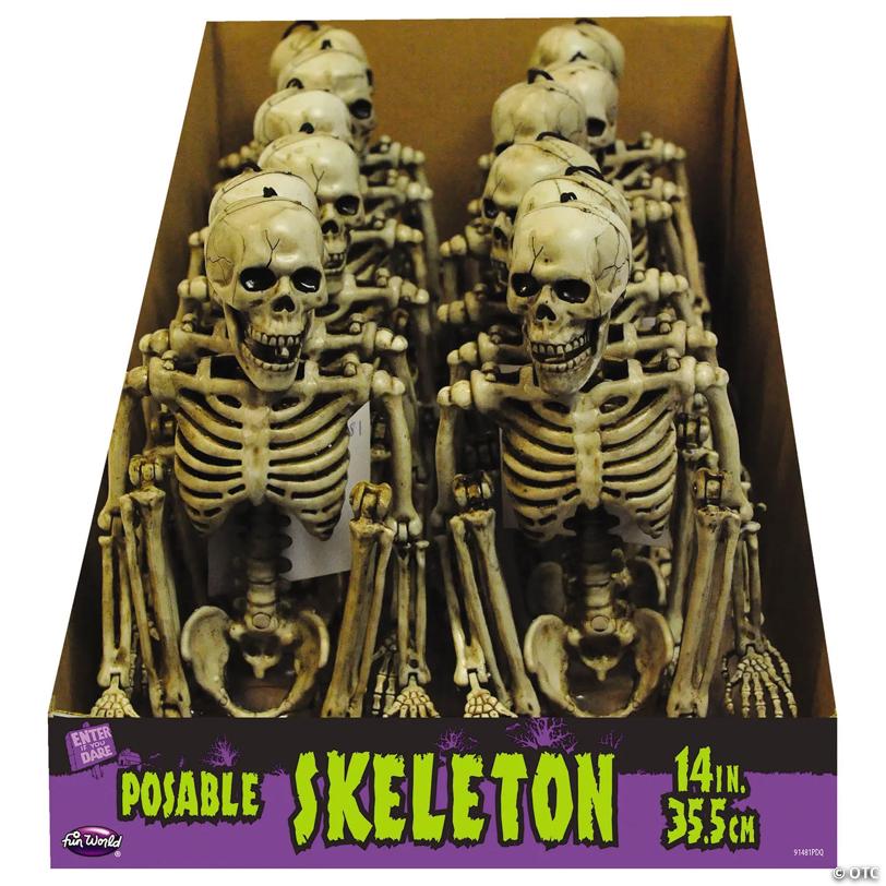14" Posable Plastic Skeleton Halloween Decoration - 1 Pc.