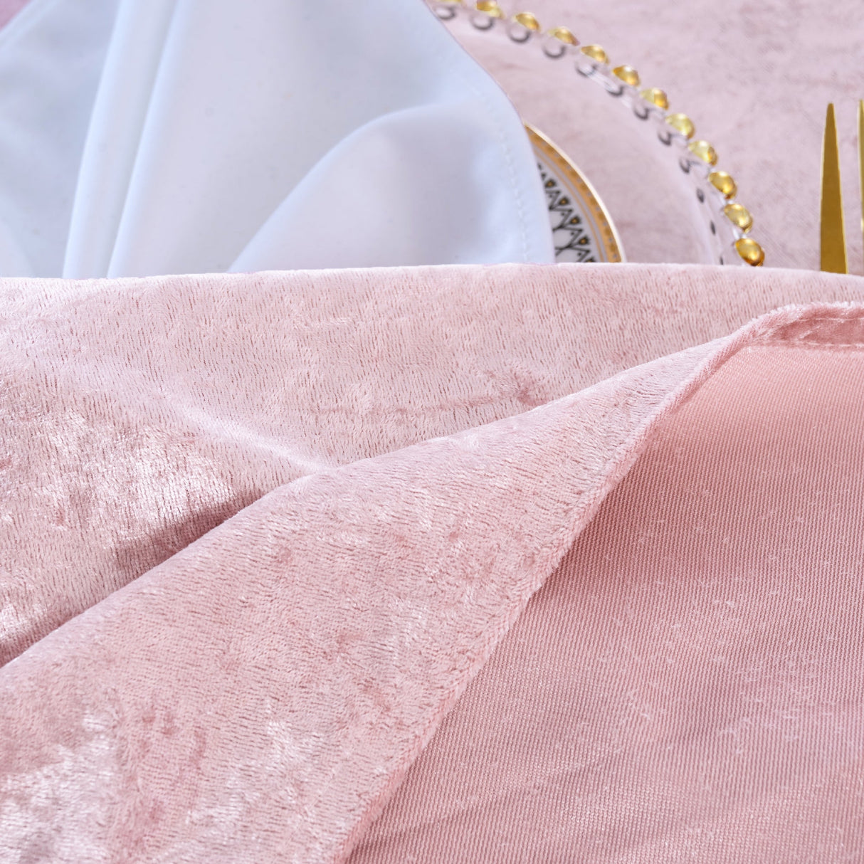 Crushed Velvet Dinner Napkin Sample 20x20 Blush Pink