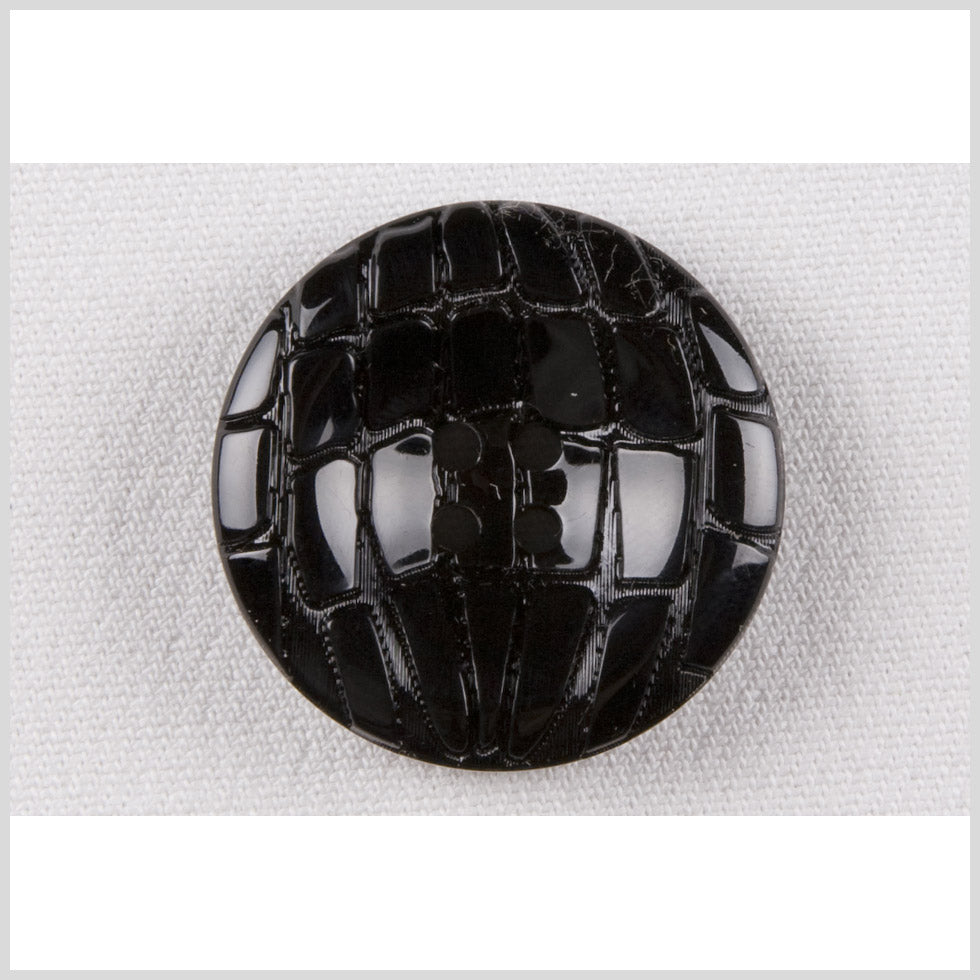 Black Glossy Reptilian Plastic Shank-Back Button - 36L/23mm