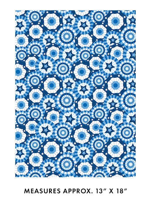 Cotton Wideback Fabric Blue Banner Celebration