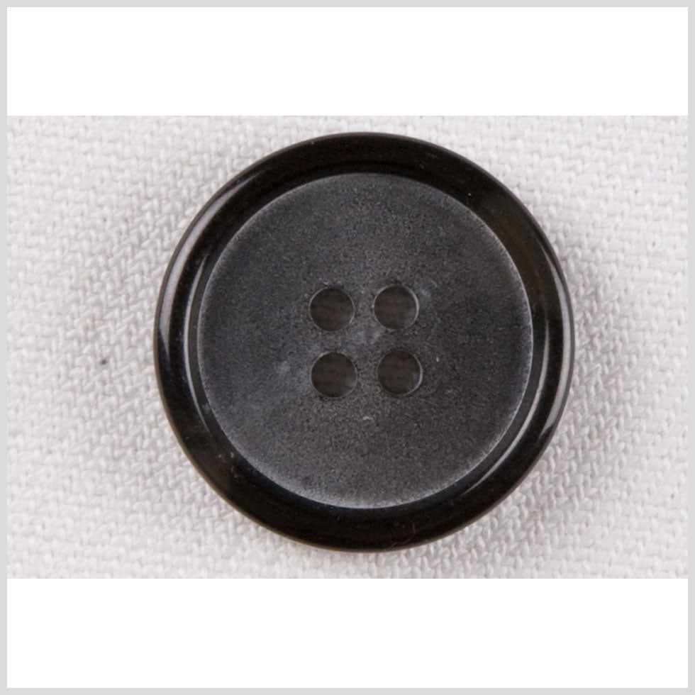 Plastic 4-Hole Button - 34L/21.5mm - Black Textured Face and Rolled Rim