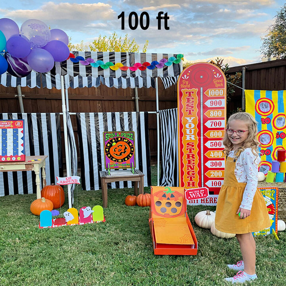 40" x 100 ft. Black & White Striped Disposable Plastic Tablecloth Roll