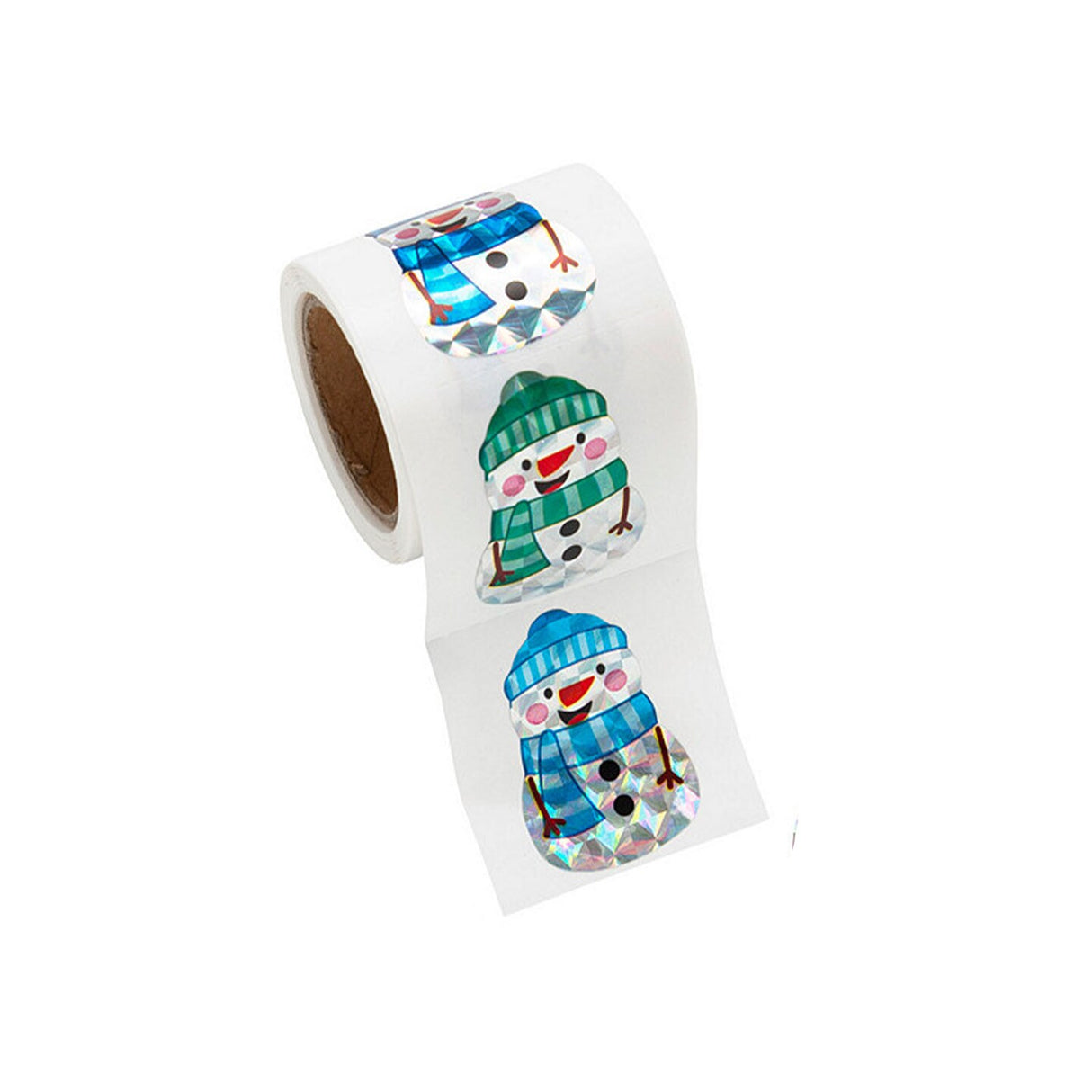 1" x 1 1/2" Snowman Prism Sticker Roll Bulk 100 Pc.