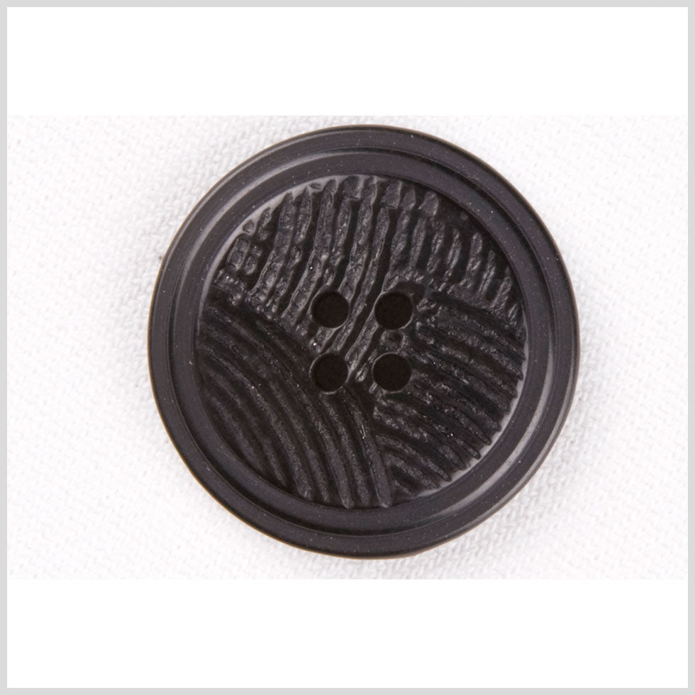 Plastic 4-Hole Button - 44L/28mm - Black Combed Ridges