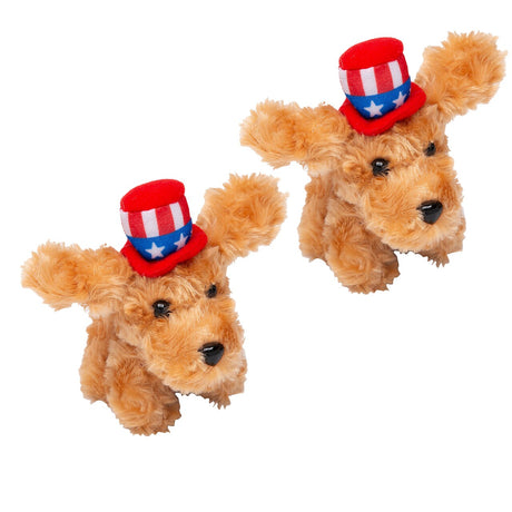 4" x 4 1/2" Patriotic Stuffed Labradoodles with Hat 12 Pieces