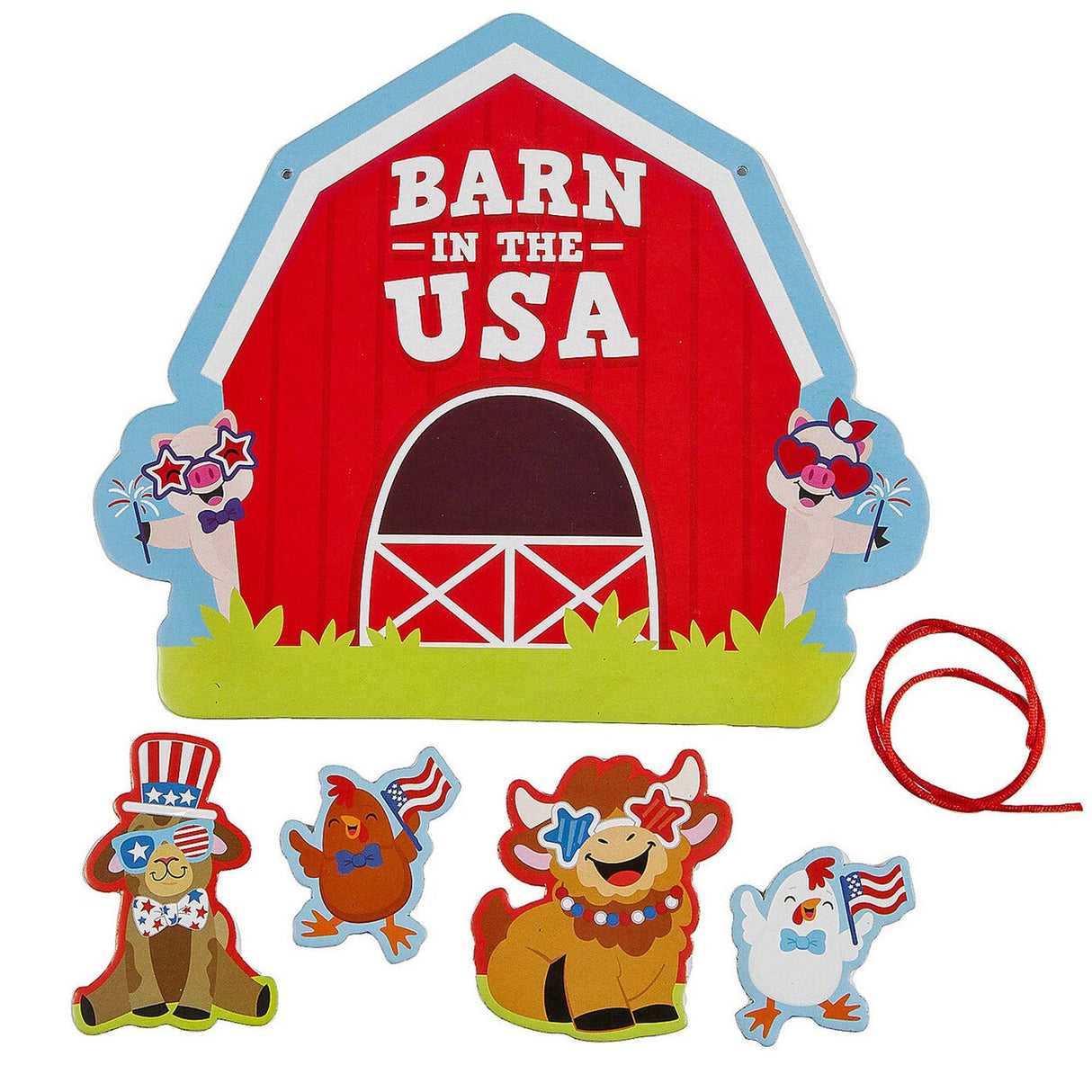 6 1/2" x 5 1/2" Patriotic Barn in the USA Animals Sign Craft Kits Makes 12