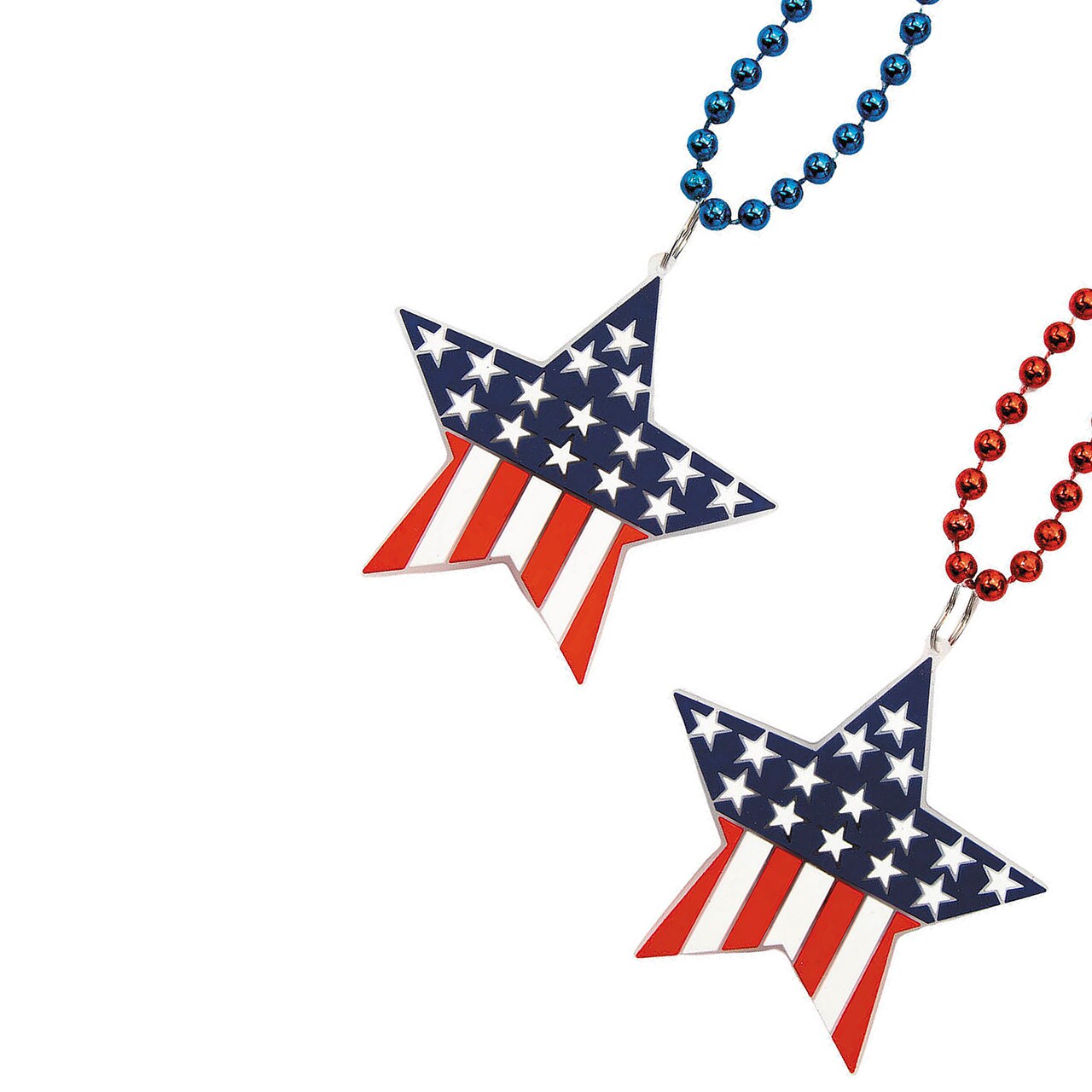 33" Patriotic USA Flag Light-Up Star Charm Necklaces 12 Pieces