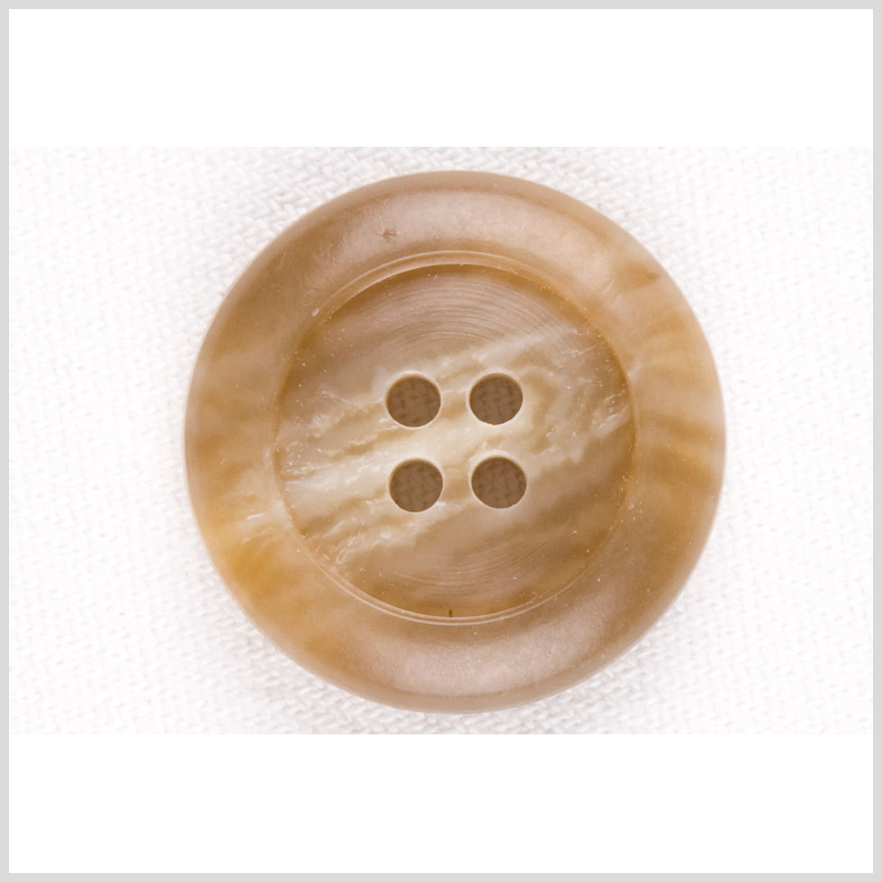Plastic 4-Hole Button - 40L/25.5mm - Tan and Ivory Swirls