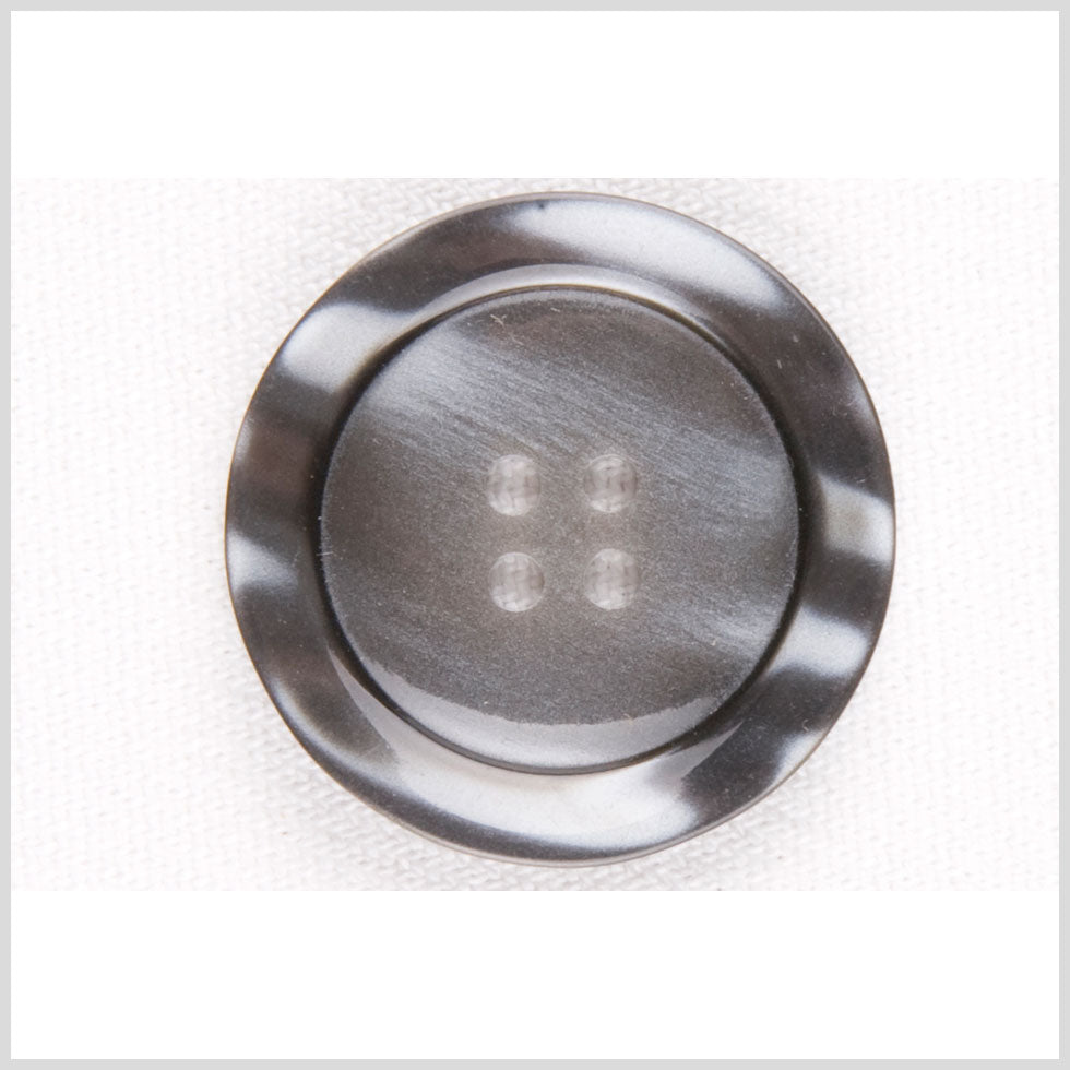 Plastic 4-Hole Button - 44L/28mm - Gray and White Mottled Streaks