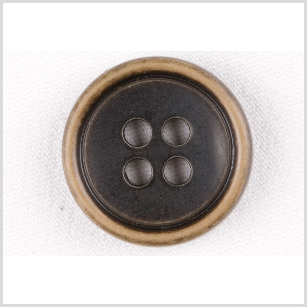 Plastic 4-Hole Button - 28L/18mm - Black with Gold Rim