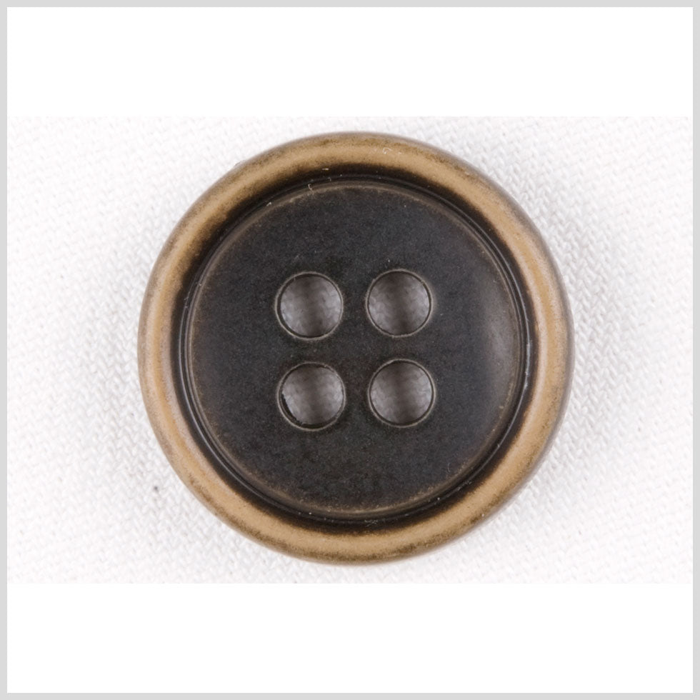 Plastic 4-Hole Button - 44L/28mm - Black with Gold Rim